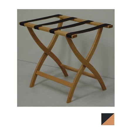 Wooden Mallet Designer Curve Leg Luggage Rack in Light Oak with Black Webbing - 3.5 in. LR2-LOBLK
